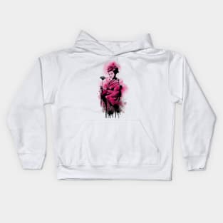 Japanese geisha girl graffiti Kids Hoodie